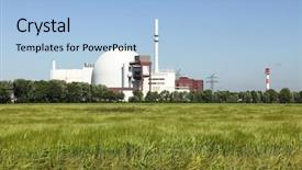  Presentation with nuclear - Beautiful PPT theme featuring nuclear power plant at brokdorf backdrop and a light blue colored foreground