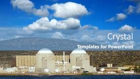  Presentation with nuclear power - Beautiful PPT layouts featuring nuclear-power-plant-below backdrop and a teal colored foreground