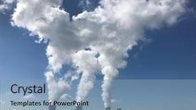  Presentation with plant nuclear - Beautiful PPT theme featuring nuclear power plant countryside landscape backdrop and a light blue colored foreground