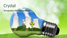  Presentation with nuclear energy - PPT theme enhanced with nuclear power plant in bulb background and a soft green colored foreground