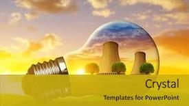  Presentation with plant nuclear - Presentation theme having nuclear power plant in light background and a gold colored foreground