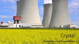  Presentation with plant nuclear - Presentation enhanced with nuclear power plant temelin background and a gold colored foreground