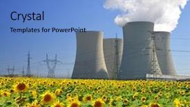  Presentation with nuclear power - Slide set featuring nuclear power plant temelin background and a light blue colored foreground