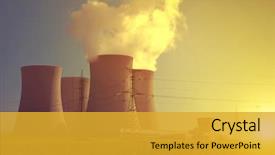  Presentation with plant nuclear - Slides consisting of nuclear power plant temelin background and a gold colored foreground