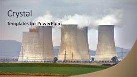  Presentation with plant nuclear - PPT theme with nuclear power plant with cooling background and a light gray colored foreground