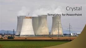  Presentation with plant nuclear - Presentation design having nuclear-power-plant-with-cooling background and a light gray colored foreground