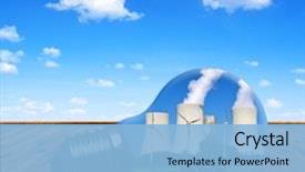  Presentation with nuclear energy - Amazing PPT layouts having nuclear power plant with solar backdrop and a light blue colored foreground