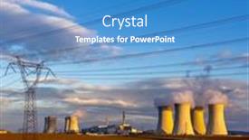  Presentation with nuclear power - Beautiful presentation design featuring nuclear-power-station-dukovany-vysocina backdrop and a teal colored foreground