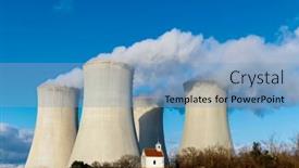  Presentation with nuclear power - PPT theme featuring nuclear-power-station-dukovany-vysocina background and a light blue colored foreground