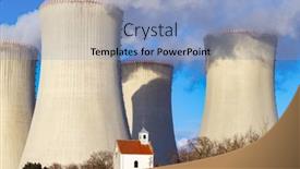  Presentation with nuclear power - PPT theme with nuclear-power-station-dukovany-vysocina background and a light blue colored foreground
