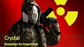  Presentation with radioactive - Amazing theme having nuclear security - portrait of soldier with rifle backdrop and a wine colored foreground