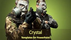  Presentation with soldiers - Audience pleasing theme consisting of nuclear security - portrait of soldiers with gun backdrop and a tawny brown colored foreground