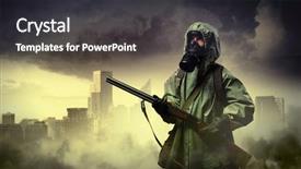  Presentation with gas - PPT theme with nuclear terrorism - man in gas mask background and a  colored foreground