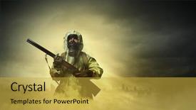  Presentation with gas - Colorful slide deck enhanced with nuclear terrorism - man in gas mask backdrop and a  colored foreground