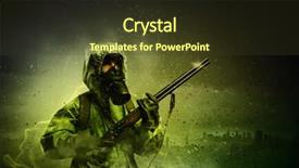  Presentation with nuclear disaster - Cool new slide deck with collage of woman during photo shoot isolated on white backdrop and a light gray colored foreground