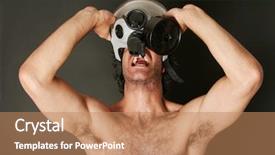  Presentation with nuclear weapons and gas mask - Presentation theme featuring nuclear terrorism - man with gas mask background and a coral colored foreground