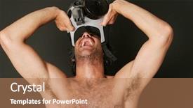  Presentation with oil and gas - Presentation design having nuclear terrorism - man with gas mask background and a coral colored foreground