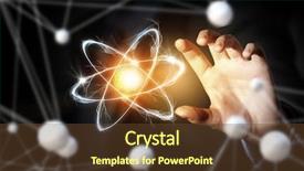  Presentation with atom - Beautiful PPT theme featuring nucleus - atom molecule research backdrop and a tawny brown colored foreground