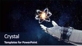  Presentation with universe - PPT theme with nucleus - humankind universe and science background and a navy blue colored foreground