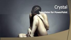  Presentation with lady - Audience pleasing PPT theme consisting of nude beautiful sitting lady backdrop and a dark gray colored foreground