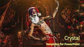  Presentation with antisocial - PPT theme having nude tattooed santa with purple background and a tawny brown colored foreground
