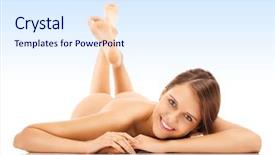  Presentation with woman nude erotic - Colorful PPT layouts enhanced with nude woman lying over bluish backdrop and a sky blue colored foreground