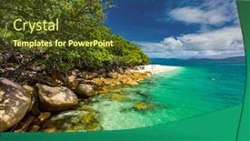  Presentation with island - Audience pleasing PPT layouts consisting of nudey-beach-on-fitzroy-island backdrop and a tawny brown colored foreground