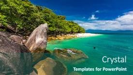  Presentation with queensland - Slide deck with nudey-beach-on-fitzroy-island background and a ocean colored foreground