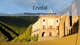  Presentation with monastery - Audience pleasing presentation theme consisting of nuestra senora de valvanera monastery la rioja spain backdrop and a light blue colored foreground