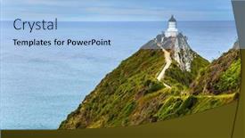  Presentation with spectacular - Beautiful theme featuring nugget-point-lighthouse backdrop and a light blue colored foreground