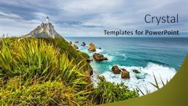  Presentation with pacific island - PPT layouts with nugget-point-lighthouse background and a light blue colored foreground