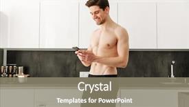  Presentation with man looking up happy - PPT theme consisting of nuke - portrait of a happy cheerful background and a gray colored foreground