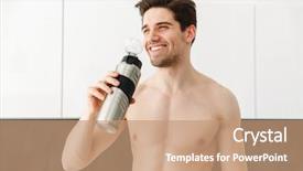  Presentation with benefits of drinking water - Audience pleasing slide deck consisting of nuke - portrait of a happy cheerful backdrop and a coral colored foreground