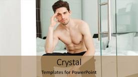  Presentation with 3d man sitting question mark - Colorful PPT theme enhanced with nuke - portrait of a serious naked backdrop and a coral colored foreground