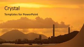  Presentation with power plant - PPT layouts consisting of nuke - power plant with an intense background and a yellow colored foreground