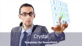  Presentation with virtual - Amazing presentation design having num - businessman pressing virtual buttons backdrop and a  colored foreground