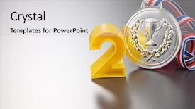  Presentation with medal - Colorful presentation design enhanced with number 2 and the silver medal backdrop and a light gray colored foreground