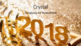  Presentation with new year - Audience pleasing presentation theme consisting of glitter number 2018 for new year backdrop and a gold colored foreground
