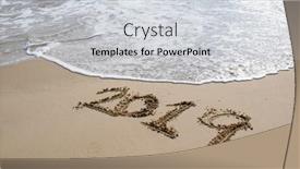  Presentation with new year 2019 - Slide deck enhanced with number-2019-on-sandy-beach background and a light gray colored foreground