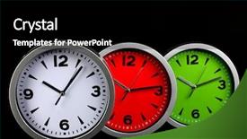  Presentation with black - Slides with number 3 - round office clocks on black background and a  colored foreground