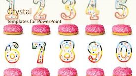  Presentation with white candles - Slides consisting of number 6 - birthday candles isolated background and a cream colored foreground