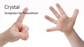  Presentation with finger - Beautiful presentation design featuring number 6 - little child hand with six backdrop and a sky blue colored foreground