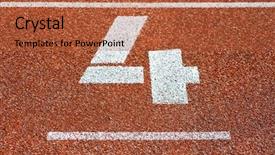  Presentation with track field - PPT theme having number four at cinder track background and a red colored foreground