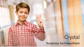  Presentation with eyes - Audience pleasing slides consisting of number four at school corridor backdrop and a  colored foreground