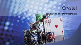  Presentation with roulette - PPT theme with number game - poker chips on a gaming background and a light blue colored foreground