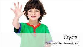  Presentation with counting - Audience pleasing presentation consisting of number kids - young boy counting with fingers backdrop and a white colored foreground