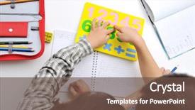  Presentation with number math - Amazing PPT layouts having number math - learning process cute kid ready backdrop and a tawny brown colored foreground
