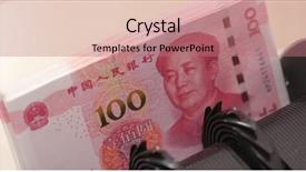  Presentation with china clothes washing machine - Slide deck featuring number of banknote on machine background and a  colored foreground