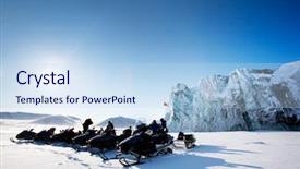  Presentation with glacier - Theme consisting of number of snowmobiles near background and a light blue colored foreground
