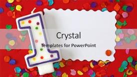  Presentation with birthday - Audience pleasing theme consisting of number one birthday candle backdrop and a sky blue colored foreground